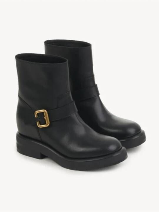 Chloé Zwarte leren enkellaarzen instapstijl Black Dames