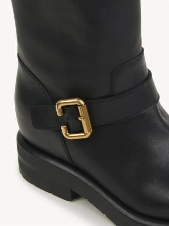 Chloé Zwarte leren enkellaarzen instapstijl Black Dames