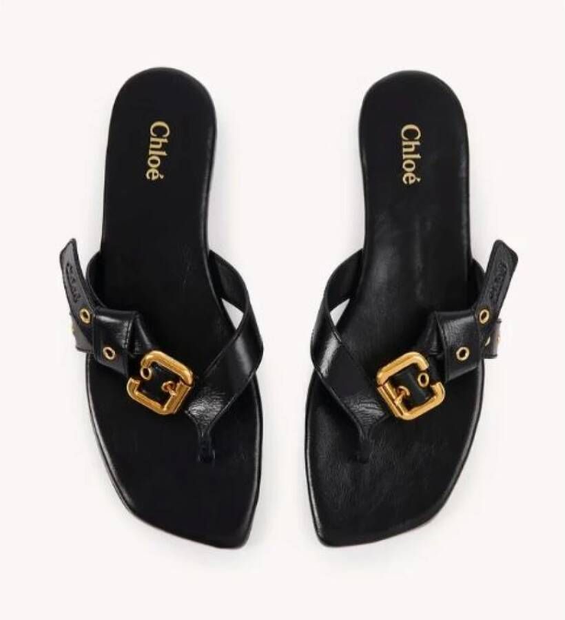 Chloé Zwarte Leren Instap Sandalen Black Dames