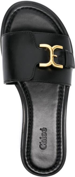 Chloé Zwarte Leren Monk Strap Sandalen Black Dames