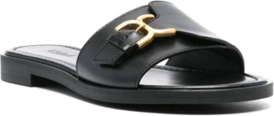 Chloé Zwarte Leren Monk Strap Sandalen Black Dames