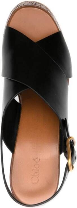 Chloé Zwarte Leren Sleehak Slingback Schoenen Black Dames