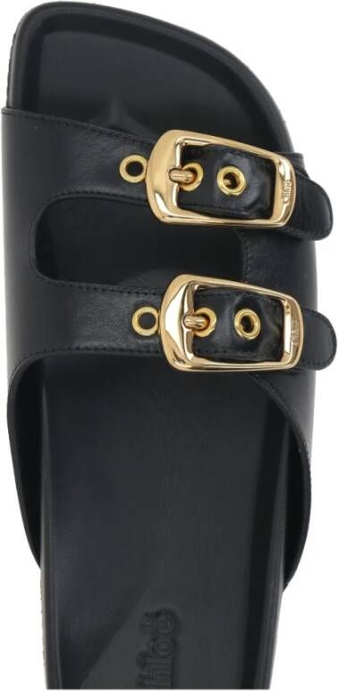 Chloé Zwarte leren slide sandalen Black Dames