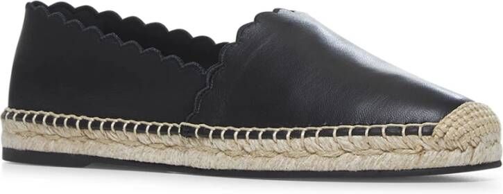 Chloé Zwarte Slip-On Schelpen Leren Espadrilles Black Dames