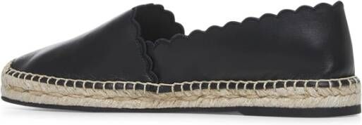 Chloé Zwarte Slip-On Schelpen Leren Espadrilles Black Dames