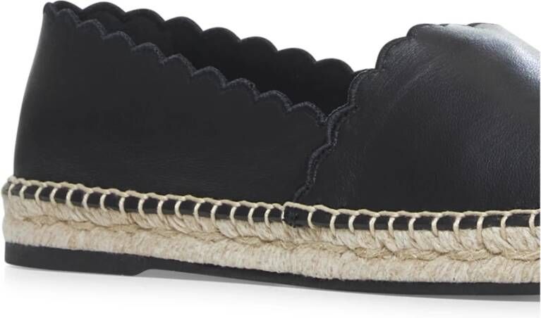 Chloé Zwarte Slip-On Schelpen Leren Espadrilles Black Dames