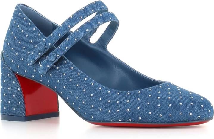 Christian Louboutin Blauwe Denim Hakken met Strass Blue Dames