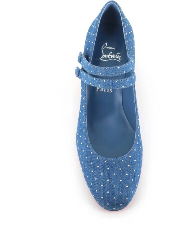 Christian Louboutin Blauwe Denim Hakken met Strass Blue Dames