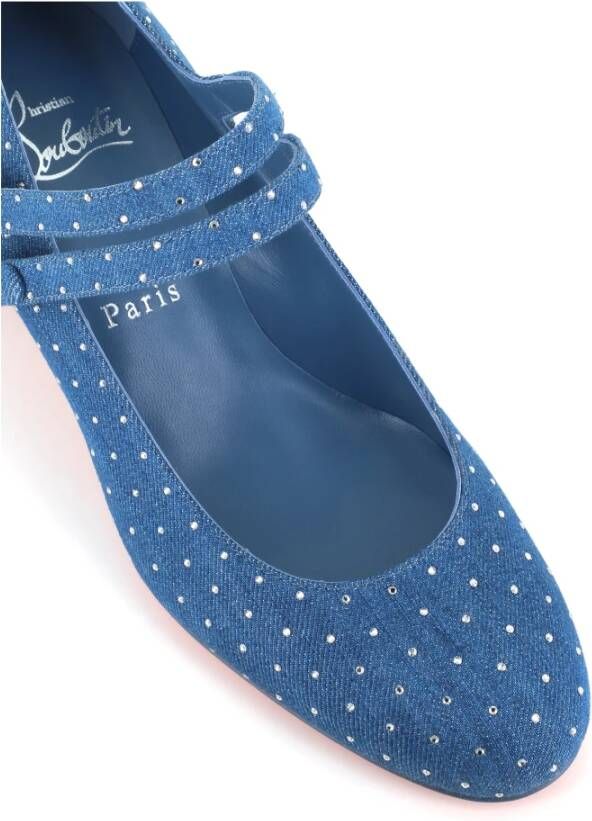 Christian Louboutin Blauwe Denim Hakken met Strass Blue Dames