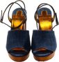 Christian Louboutin Blauwe Denim Sleehak Sandaal met Gouden Stiksels Blue Dames - Thumbnail 2