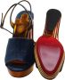 Christian Louboutin Blauwe Denim Sleehak Sandaal met Gouden Stiksels Blue Dames - Thumbnail 4