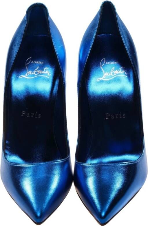 Christian Louboutin Blauwe Gelamineerde Hoge Hak Pumps Blue Dames