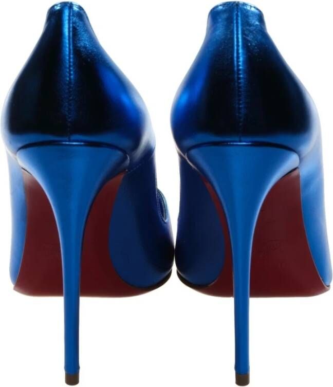 Christian Louboutin Blauwe Gelamineerde Hoge Hak Pumps Blue Dames