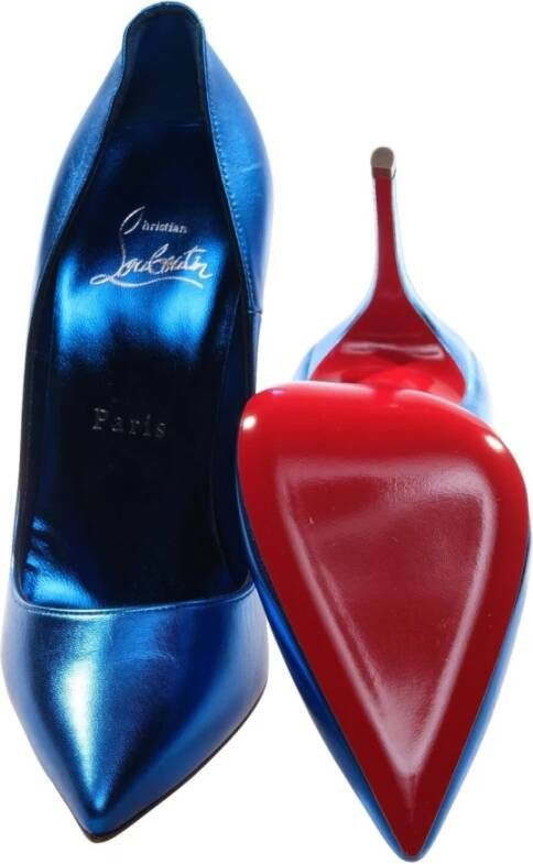 Christian Louboutin Blauwe Gelamineerde Hoge Hak Pumps Blue Dames