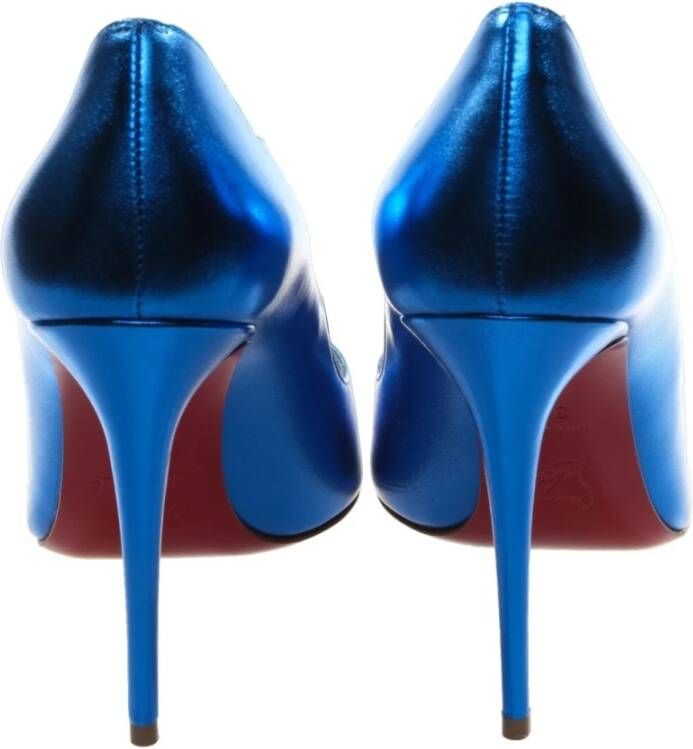 Christian Louboutin Blauwe Spiegelende Lakleren Hoge Hak Pumps Blue Dames