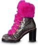 Christian Louboutin Sequin Fanny 70 Laarzen met Roze Bont Meerkleurig Dames - Thumbnail 3