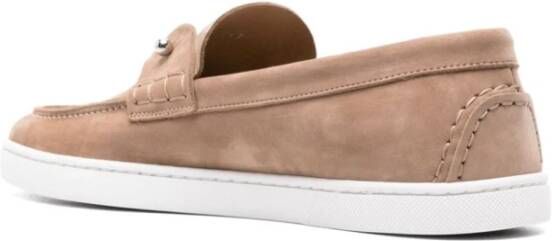 Christian Louboutin Bruin Jacquard Lage Sneakers Beige Heren