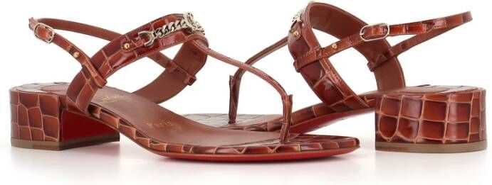 Christian Louboutin Bruin Leren Krokodillenprint Sandalen Brown Dames