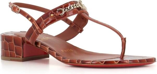 Christian Louboutin Bruin Leren Krokodillenprint Sandalen Brown Dames