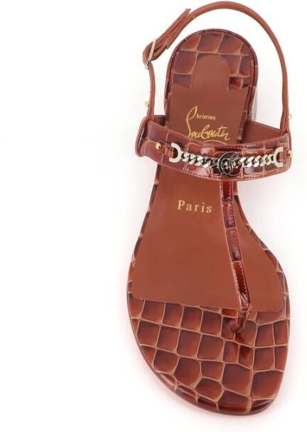 Christian Louboutin Bruin Leren Krokodillenprint Sandalen Brown Dames