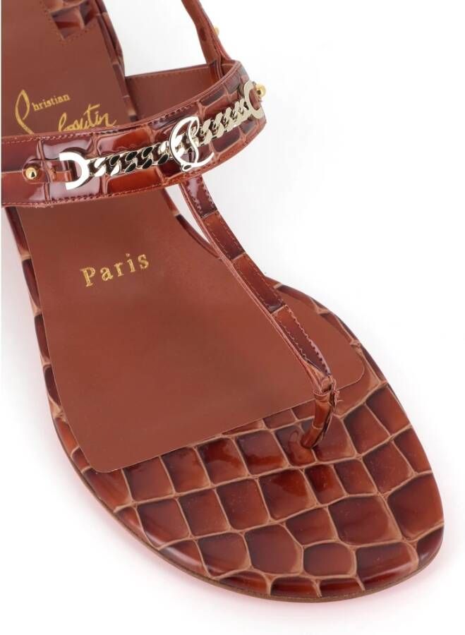 Christian Louboutin Bruin Leren Krokodillenprint Sandalen Brown Dames