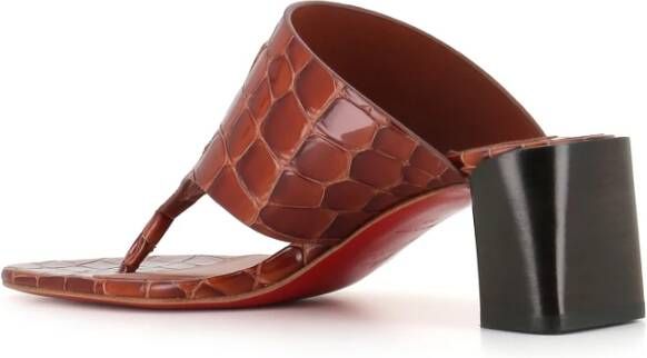 Christian Louboutin Bruin Leren Krokodillenprint Sandalen Brown Dames