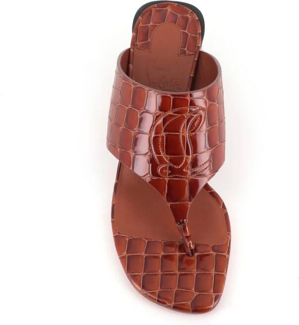 Christian Louboutin Bruin Leren Krokodillenprint Sandalen Brown Dames