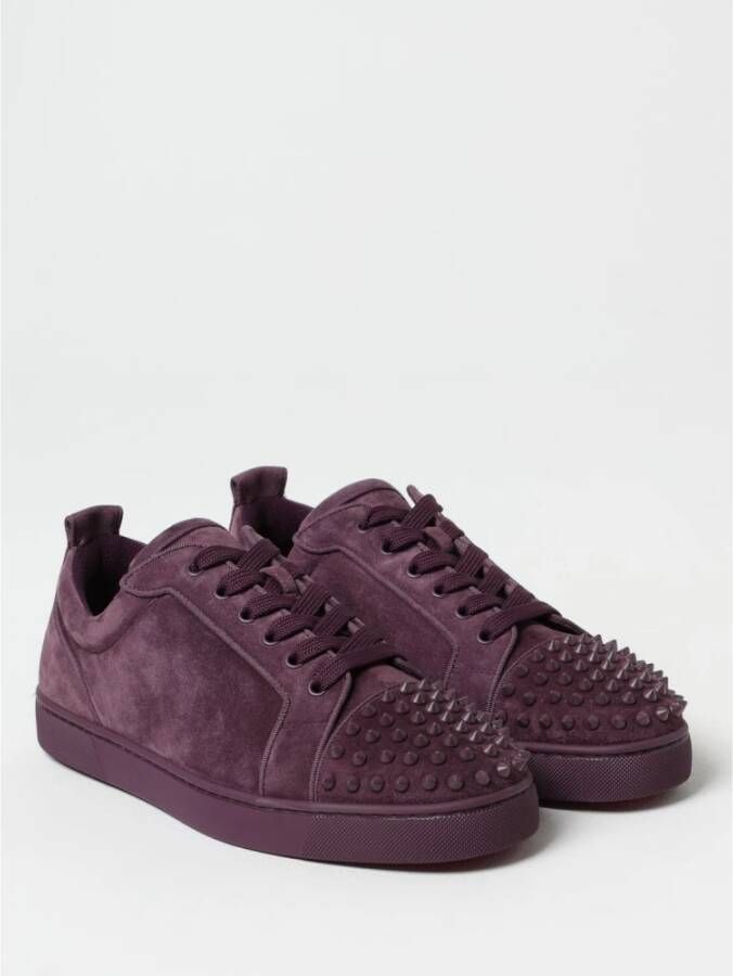 Christian Louboutin Bruine Suède Studs Sneakers Purple Heren