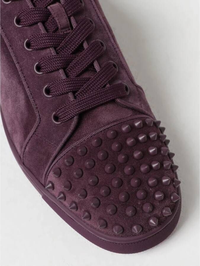 Christian Louboutin Bruine Suède Studs Sneakers Purple Heren