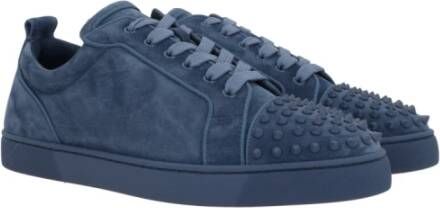 Christian Louboutin Denim Kalfsleren Sneakers Made in Italy Blue Heren