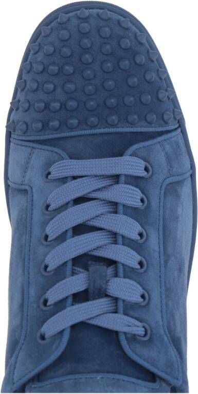 Christian Louboutin Denim Kalfsleren Sneakers Made in Italy Blue Heren