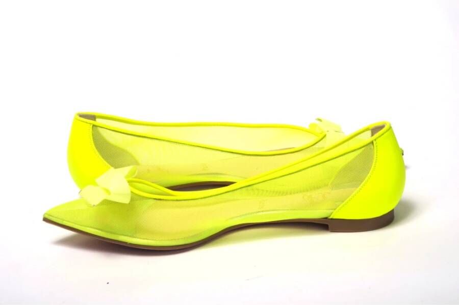 Christian Louboutin Fluro Gele Platte Puntige Schoen Yellow Dames