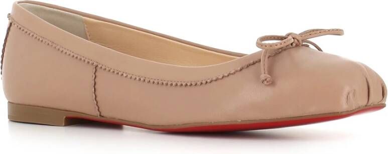 Christian Louboutin Nude Leren Ballerina Flats Beige Dames