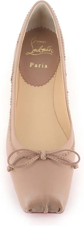 Christian Louboutin Nude Leren Ballerina Flats Beige Dames