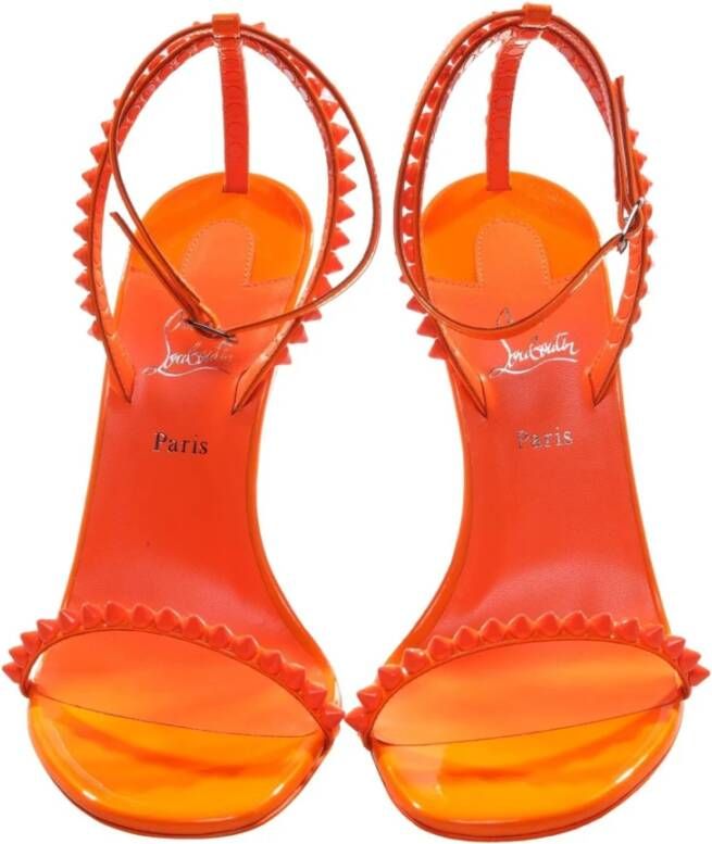 Christian Louboutin Oranje Lakleren Strappy Hoge Hakken Orange Dames