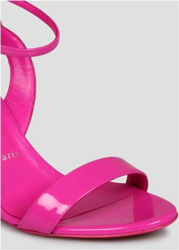 Christian Louboutin Patent Leren Sleehak Sandaal met V-vorm Pink Dames