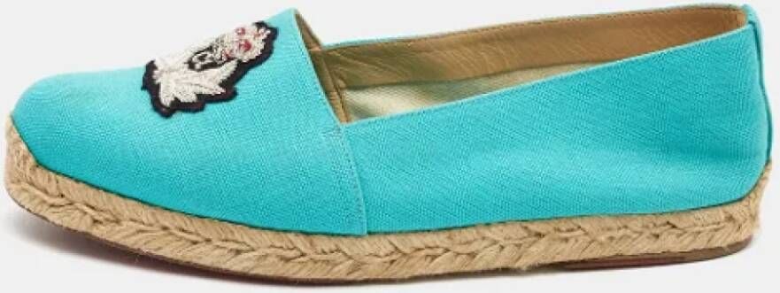 Christian Louboutin Pre-owned Canvas flats Blue Dames