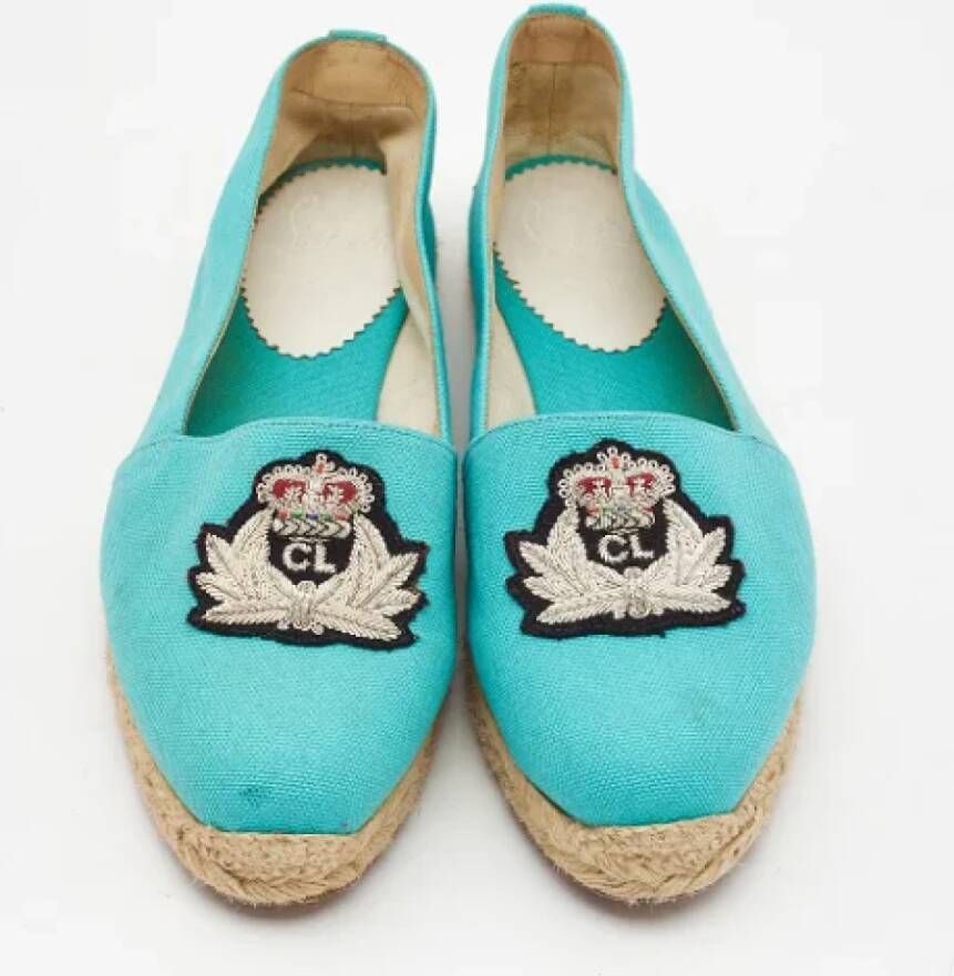 Christian Louboutin Pre-owned Canvas flats Blue Dames