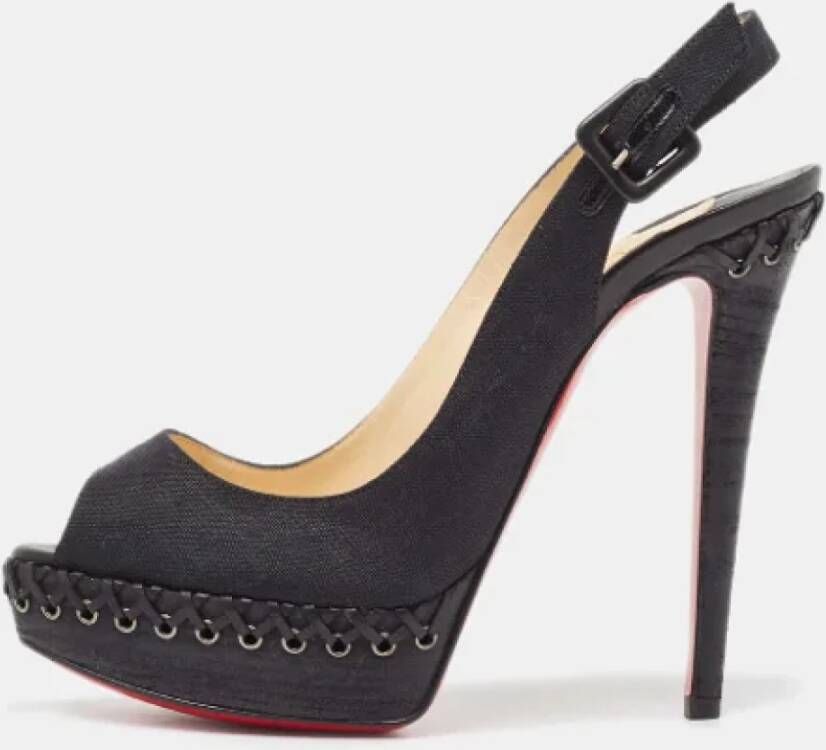 Christian Louboutin Pre-owned Canvas heels Black Dames