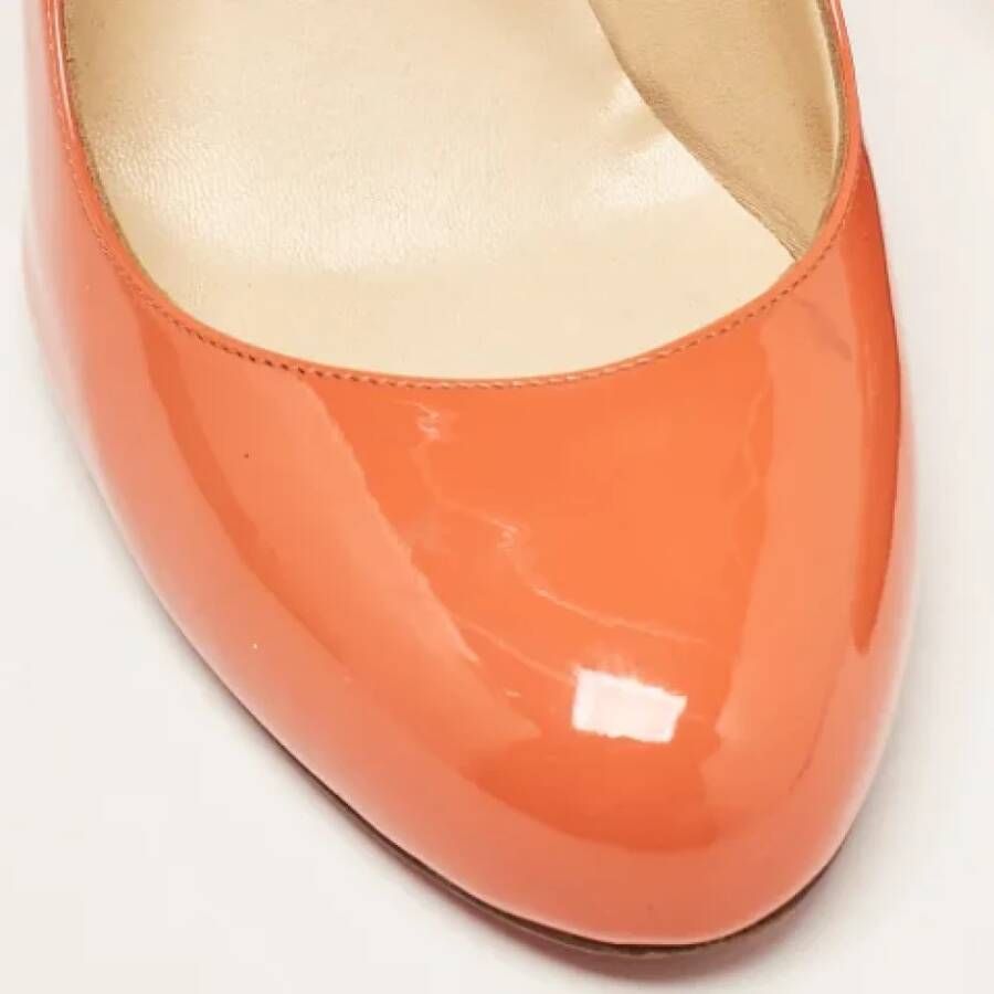 Christian Louboutin Pre-owned Canvas heels Orange Dames