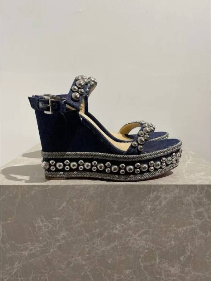 Christian Louboutin Pre-owned Canvas sandals Blue Dames