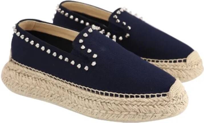 Christian Louboutin Pre-owned Cotton flats Blue Dames