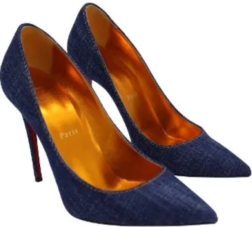 Christian Louboutin Pre-owned Cotton heels Blue Dames