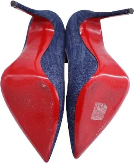 Christian Louboutin Pre-owned Cotton heels Blue Dames