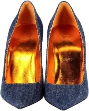 Christian Louboutin Pre-owned Cotton heels Blue Dames