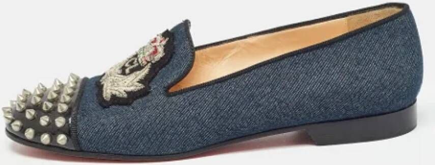 Christian Louboutin Pre-owned Denim flats Blue Dames