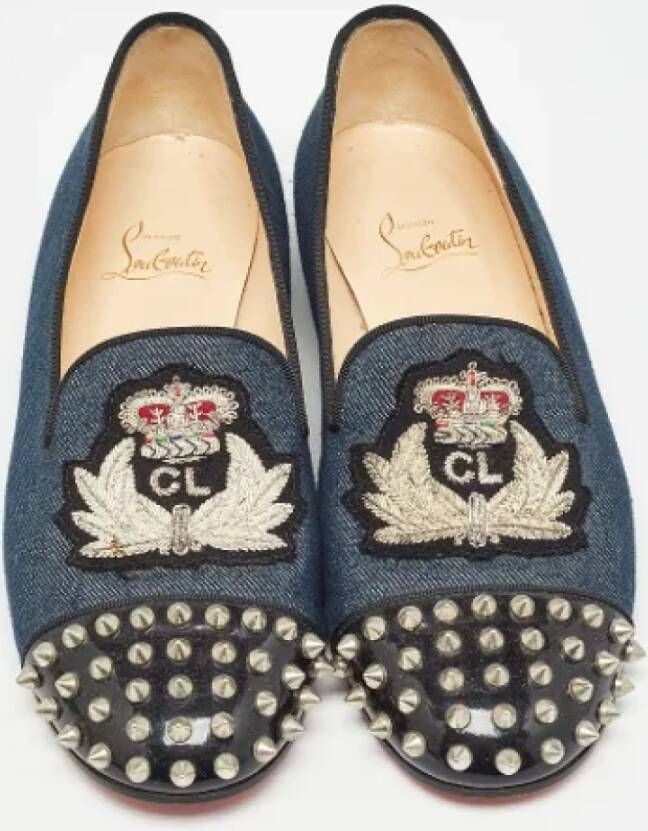 Christian Louboutin Pre-owned Denim flats Blue Dames