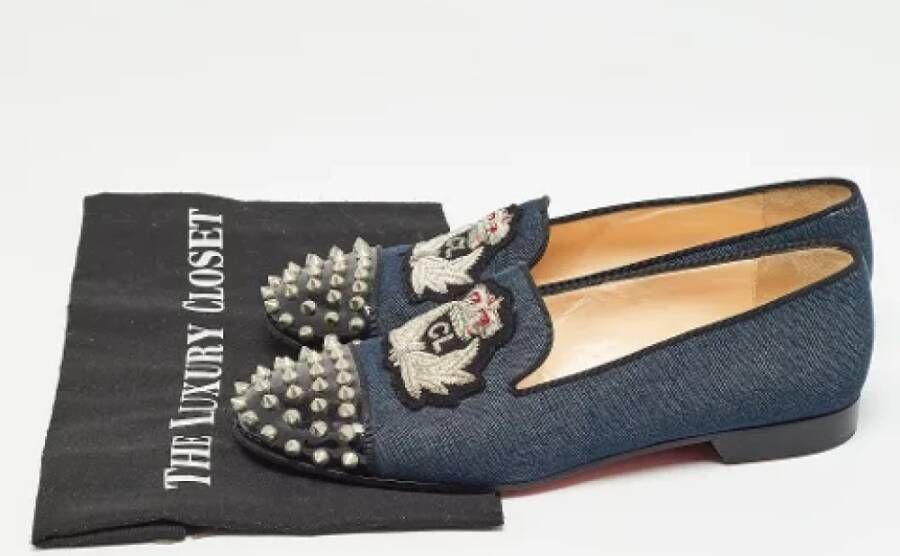 Christian Louboutin Pre-owned Denim flats Blue Dames