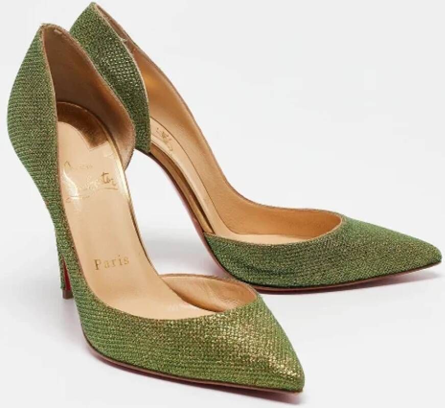 Christian Louboutin Pre-owned Fabric heels Green Dames