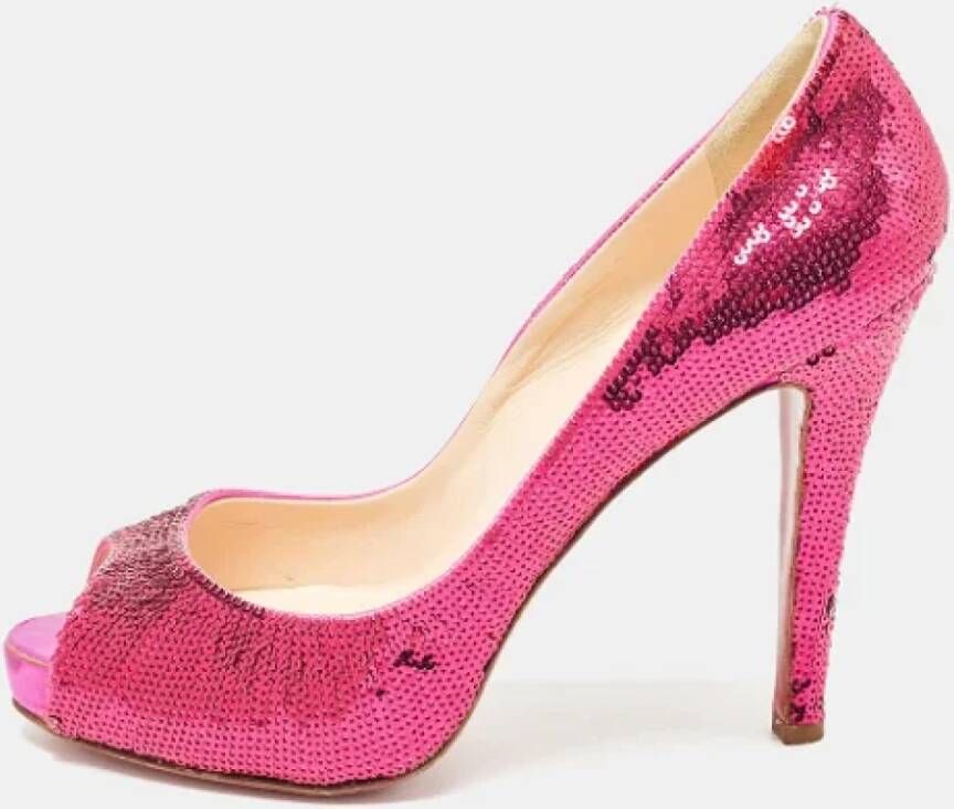 Christian Louboutin Pre-owned Fabric heels Pink Dames